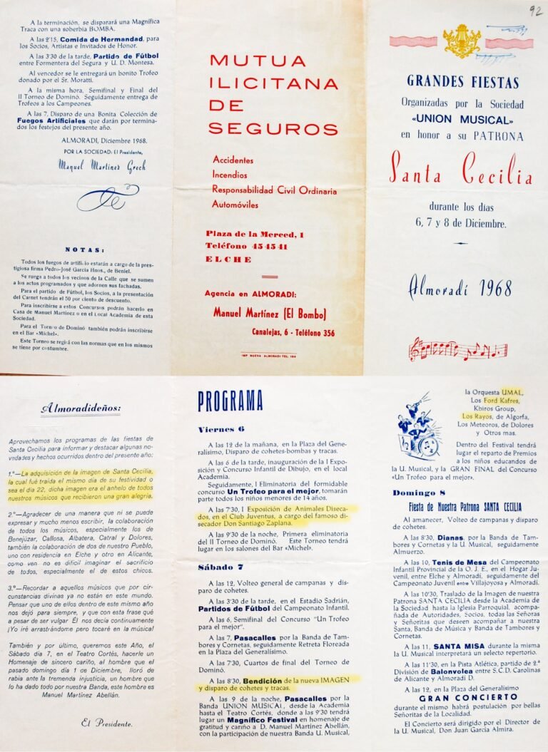 Fiesta de Santa Cecilia en 1968 santacecilia almoradi 1968