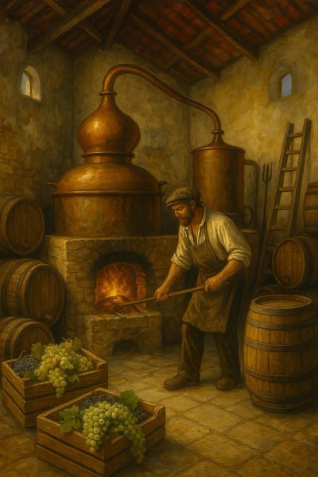 La producción de aguardiente en Almoradí