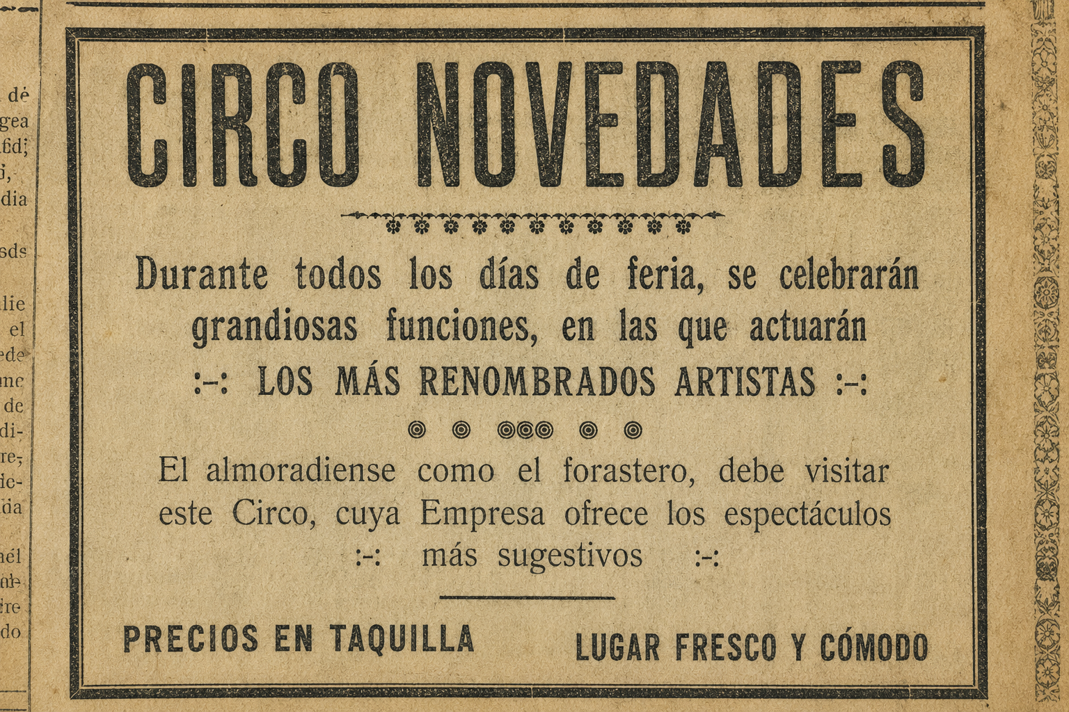 Cuando Almoradí tenía su propio circo: el Novedades